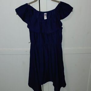 Justice Girls eyelet hankerchief navy dress SZ 10